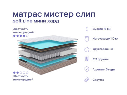 Кровать Димакс Лероса с п/м + матрас Мистер Слип Soft Line Мини Хард 1472